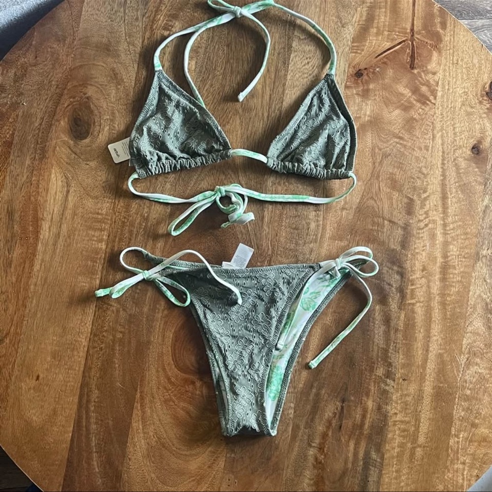 NWT Aerie Green Lace Bikini Set